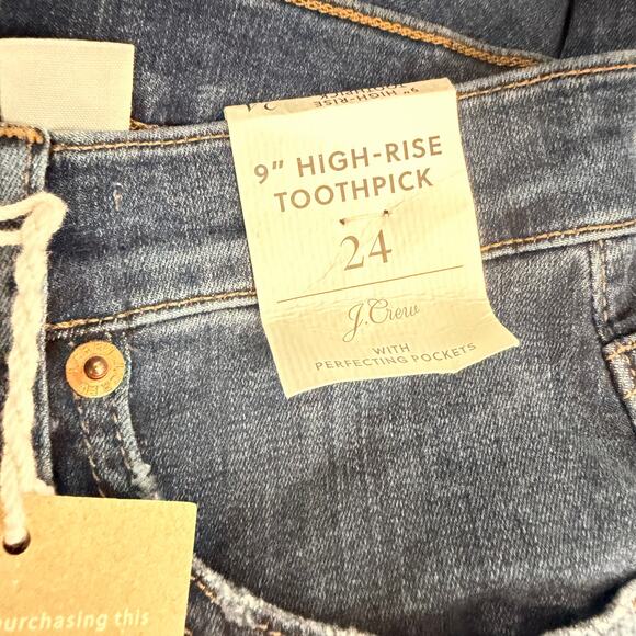 NWT J.Crew 9" High Rise Toothpick Jeans Dark Wash Blue Stretch Denim Size 24 - Picture 9 of 13